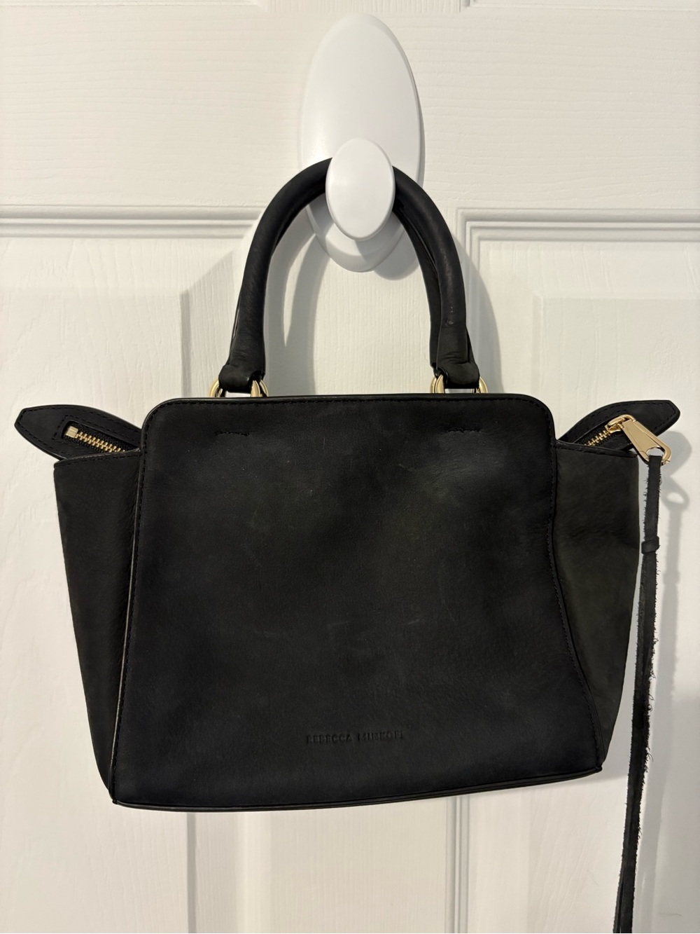 Rebecca Minkoff Black Leather Satchel with Gold Hardware